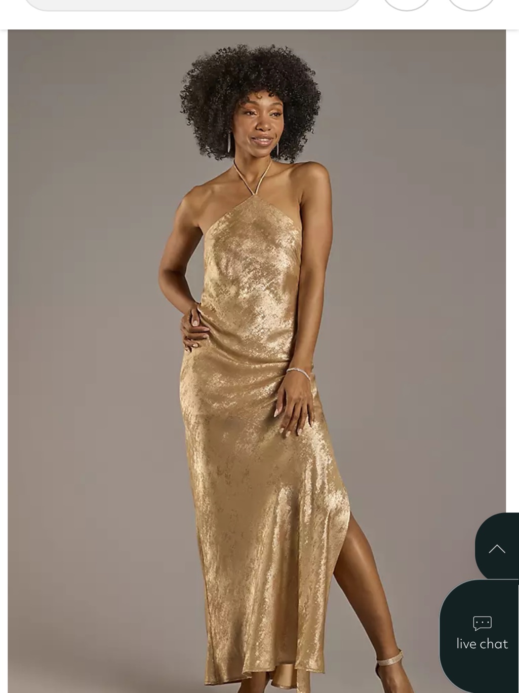 Morgan & Co. One-Shoulder Gold Bias Slip Maxi Dress